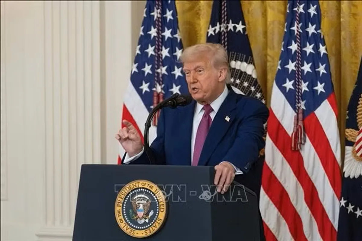 Tổng thống Mỹ Donald Trump phát biểu tại một sự kiện ở Nhà Trắng, Washington, D.C., Mỹ - Ảnh THX-TTXVN phát
