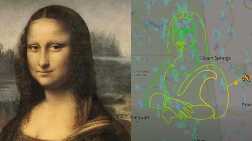 Vệt đường bay in hình chân dung nàng Mona Lisa trên bầu trời Arkansas