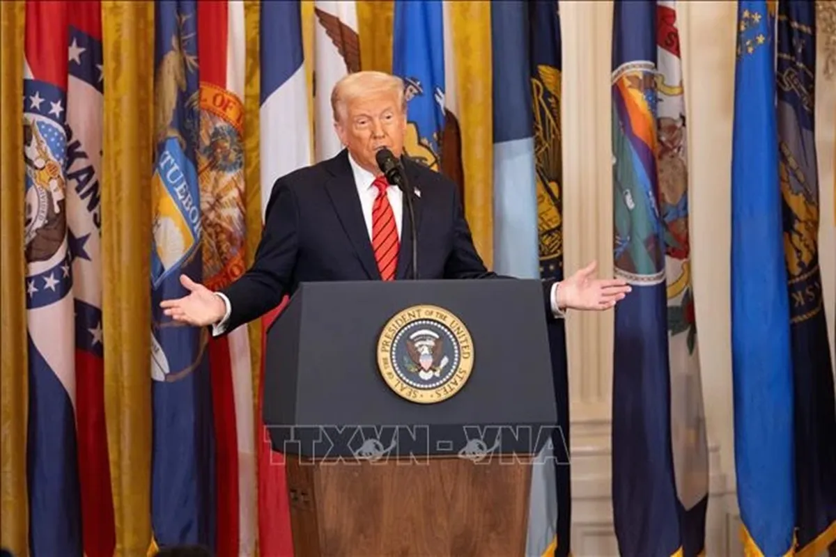 Tổng thống Mỹ Donald Trump phát biểu tại một sự kiện ở Nhà Trắng ngày 20-3-2025 - Ảnh THX TTXVN