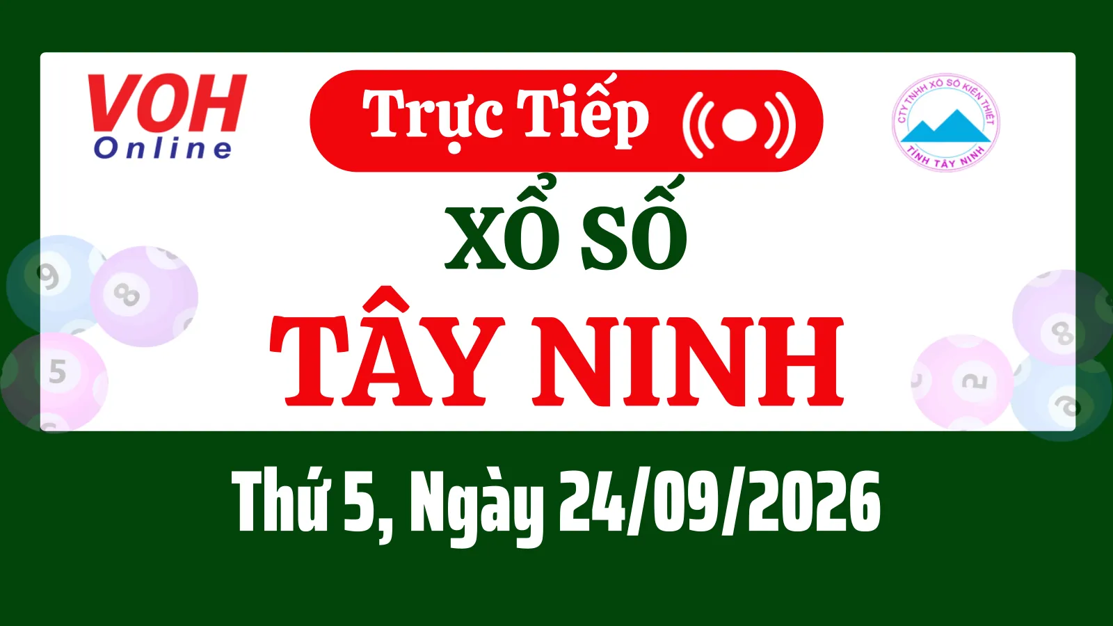 XSTN 24/9 - Kết quả xổ số Tây Ninh hôm nay thứ 5 ngày 24/9/2026