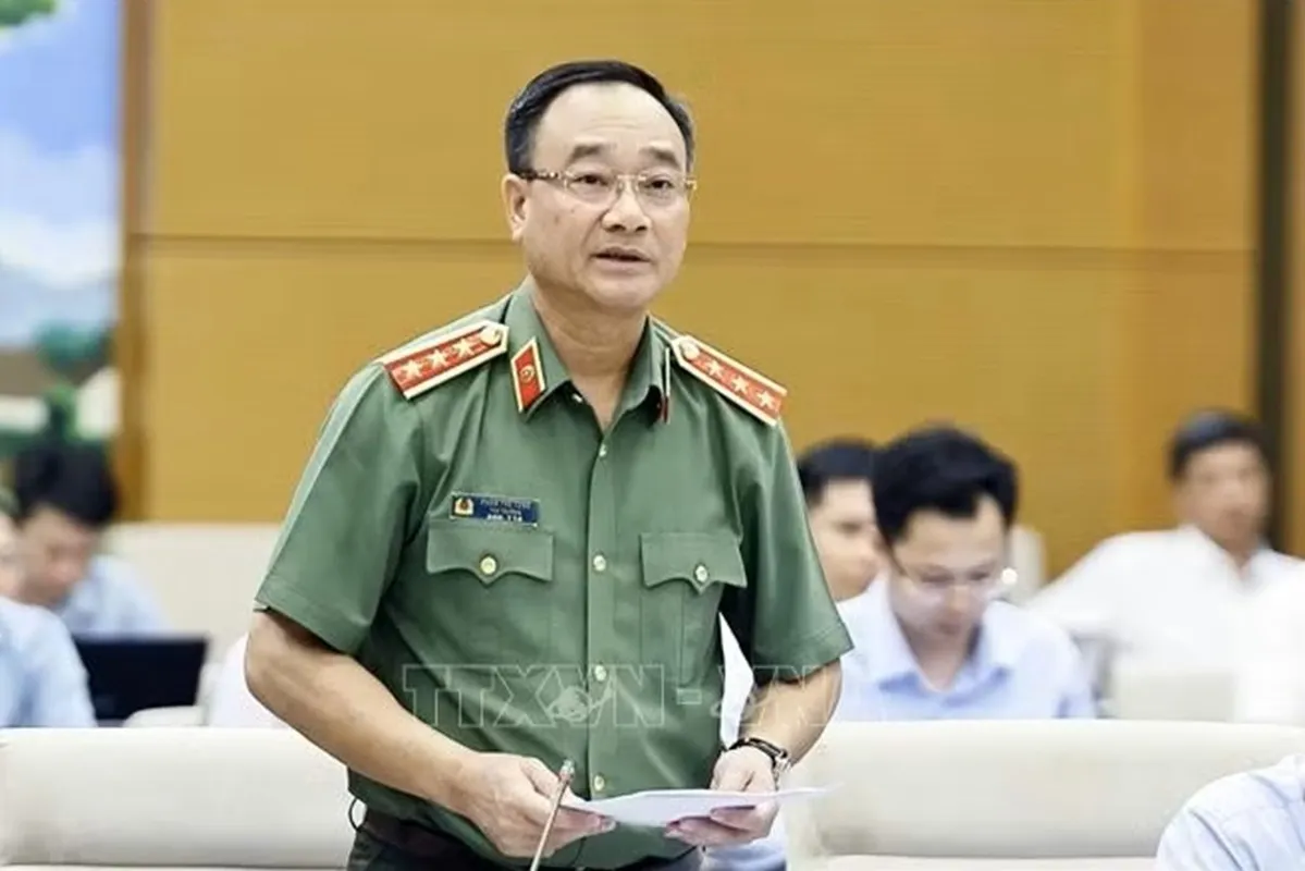 Thượng tướng Phạm Thế Tùng, Thứ trưởng Bộ Công an phát biểu - Ảnh Doãn Tấn TTXVN