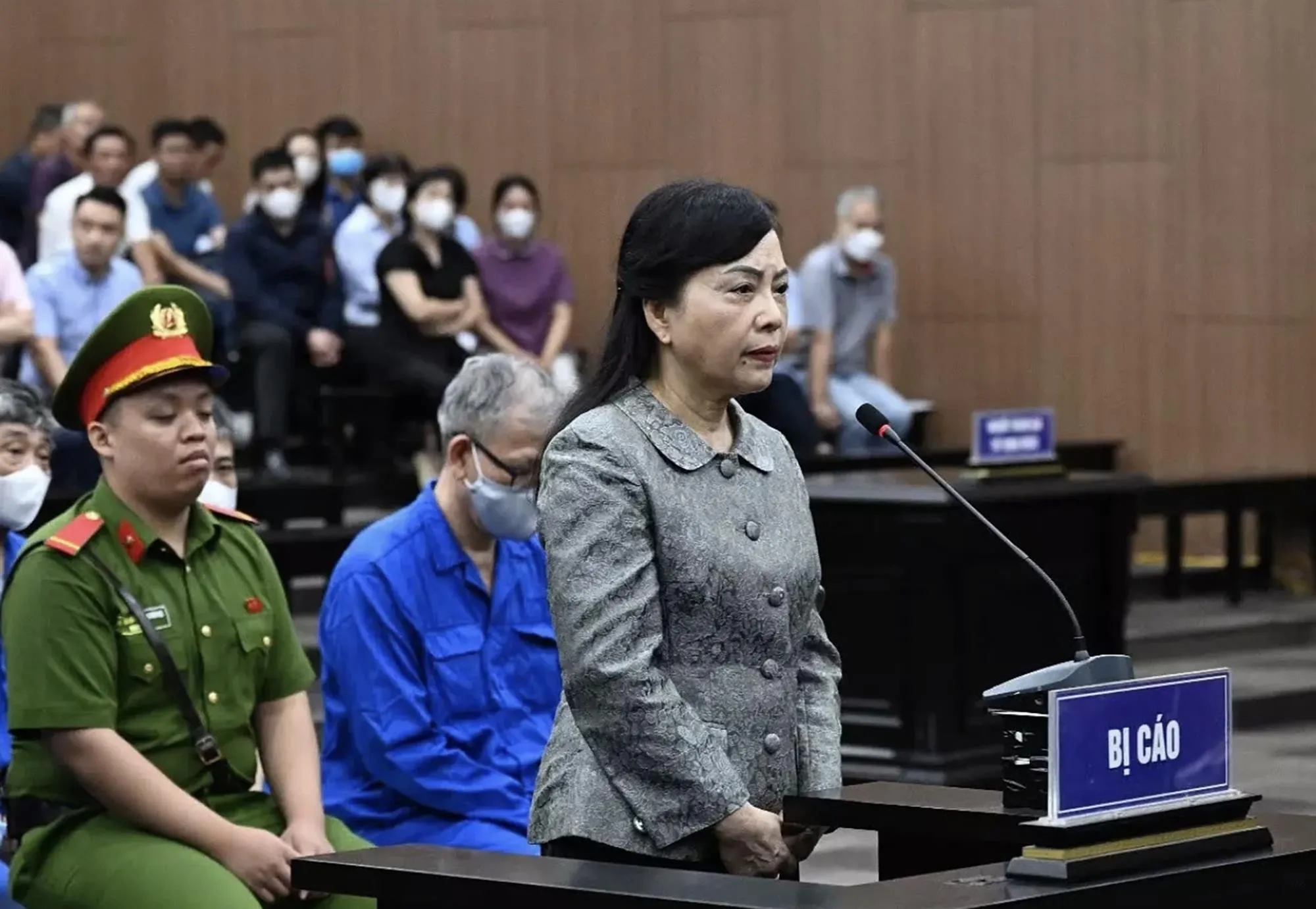 Cựu Bộ trưởng Y tế Nguyễn Thị Kim Tiến tại tòa sơ thẩm - Ảnh: TTO