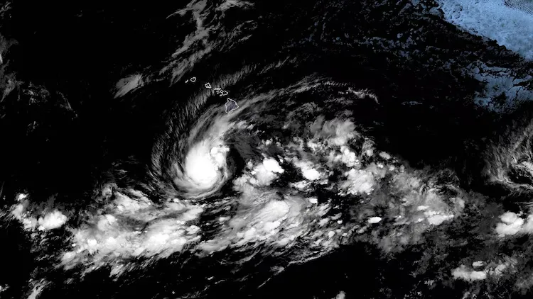 Bão Nolo tiến gần Hawaii - Ảnh 1. Hình ảnh vệ tinh ghi lại quá trình bão Nolo mạnh lên khi di chuyển về phía quần đảo Hawaii