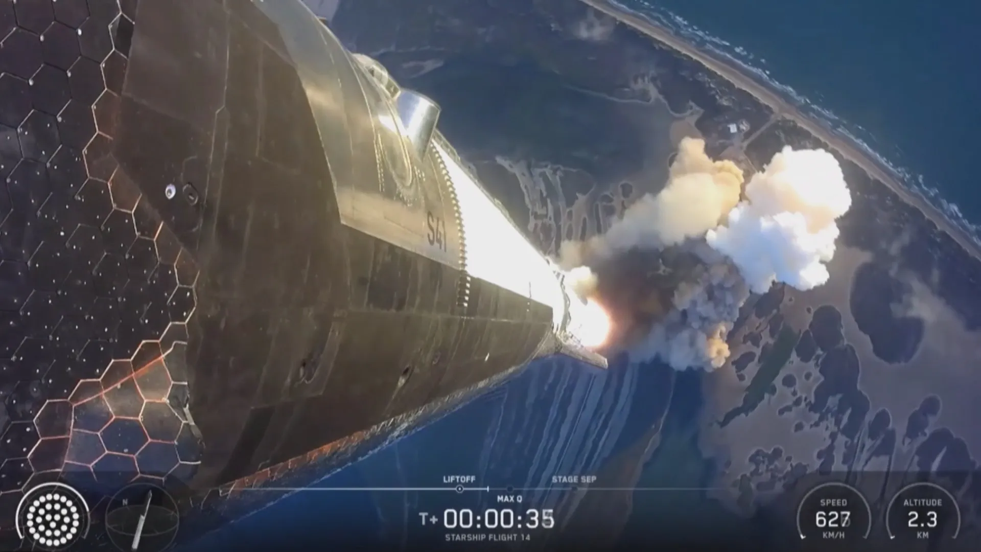 SpaceX lần đầu đưa tàu Starship lên quỹ đạo Trái Đất - Ảnh 1. Tàu Starship được phóng từ bang Texas, Mỹ, trong chuyến bay thử nghiệm lần thứ 14