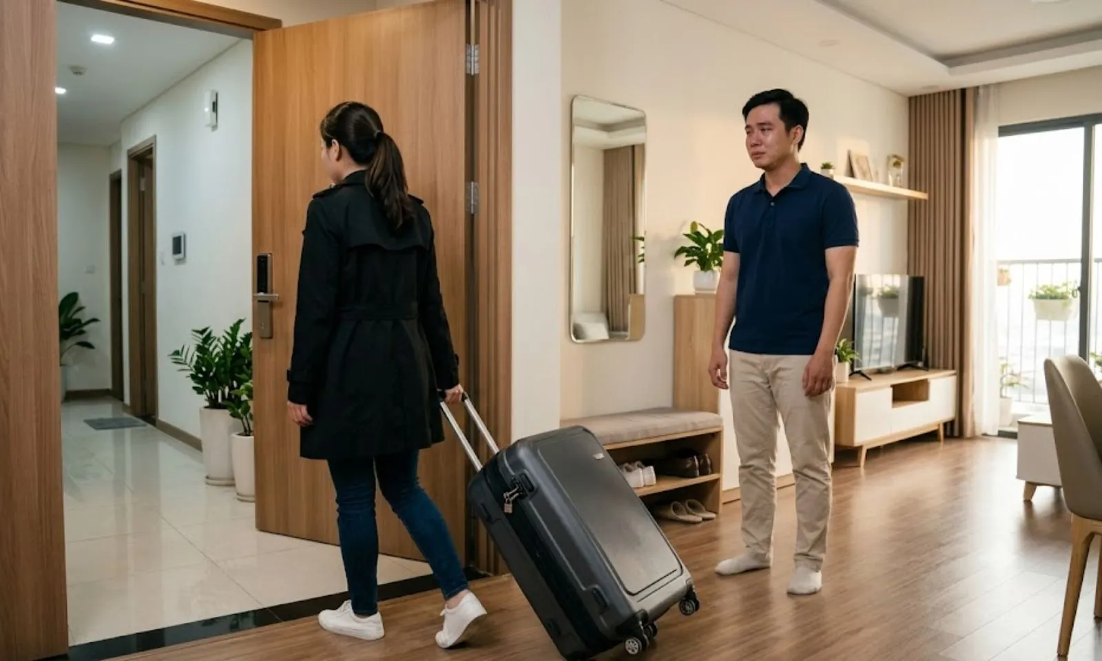Vợ trẻ chê chồng nghèo, thản nhiên xách vali đi theo tình cũ