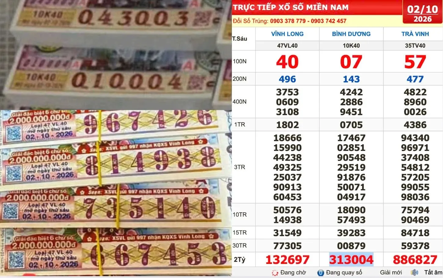 Hàng loạt vé trúng xổ số miền Nam 2/10 đài Bình Dương lộ diện sớm - Ảnh: NVCC