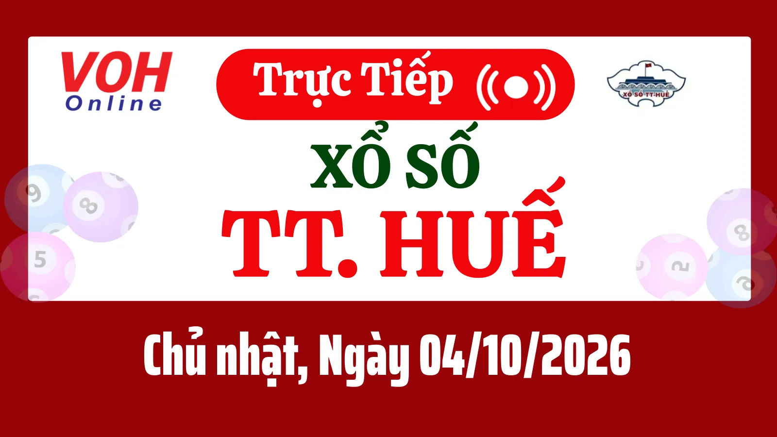 XSTTH 4/10 - Kết quả xổ số Thừa Thiên Huế hôm nay chủ nhật ngày 4/10/2026