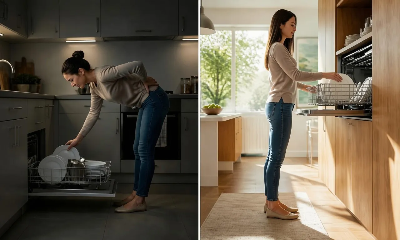 Nên đặt máy rửa bát ở đâu để không phải cúi gập người 30 lần mỗi ngày?
