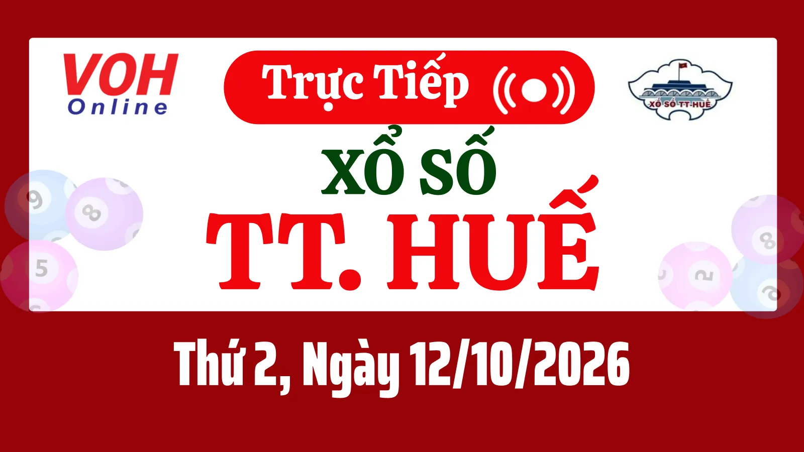 XSTTH 12/10 - Kết quả xổ số Thừa Thiên Huế hôm nay thứ 2 ngày 12/10/2026