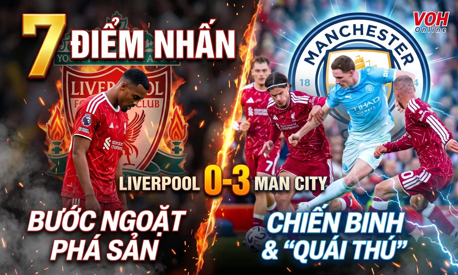 7 điểm nhấn Liverpool 0-3 Man City: Bước ngoặt phá sản | Chiến binh và quái thú