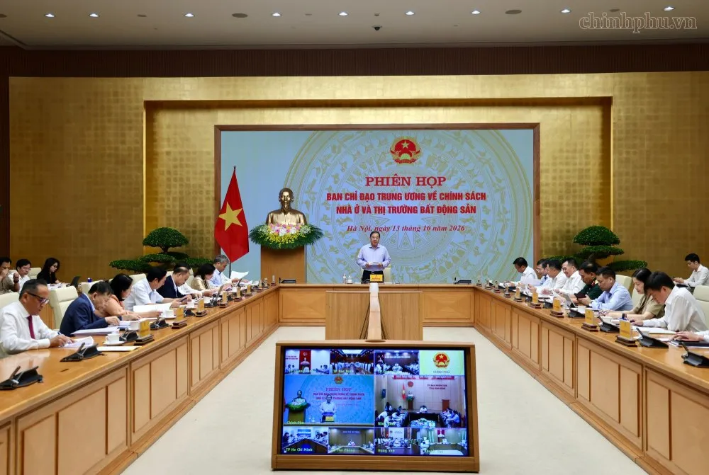 Phiên họp Ban Chỉ đạo Trung ương về chính sách nhà ở và thị trường bất động sản - Ảnh: Chinhphu.vn