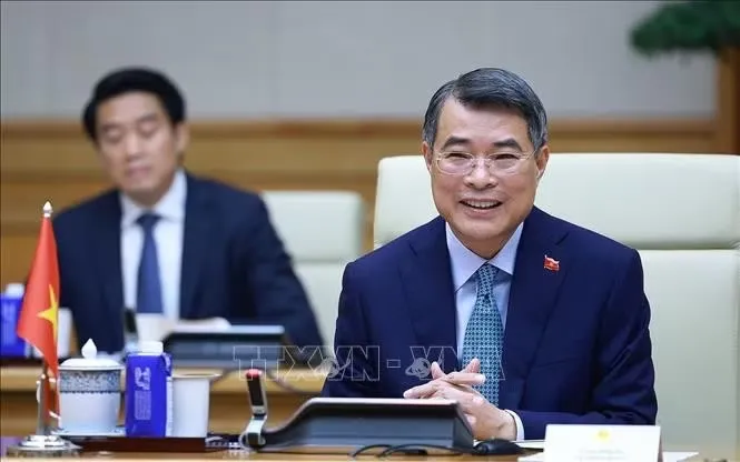 Thủ tướng Lê Minh Hưng hội kiến đồng chí Vilay Lakhamfong, Thường trực Ban Bí thư Trung ương Đảng Nhân dân Cách mạng Lào. Ảnh: Dương Giang/TTXVN