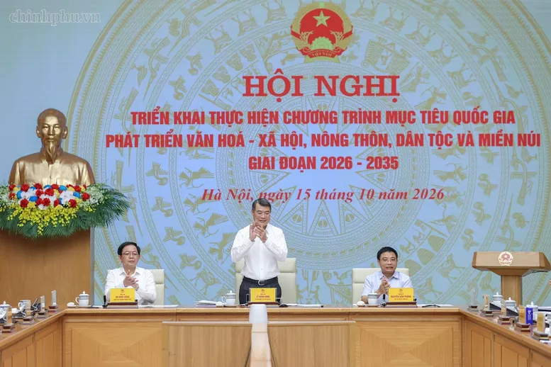 Thủ tướng Lê Minh Hưng chủ trì Hội nghị triển khai Chương trình mục tiêu quốc gia phát triển văn hóa - xã hội, nông thôn, dân tộc miền núi (Ảnh: Nhật Bắc)