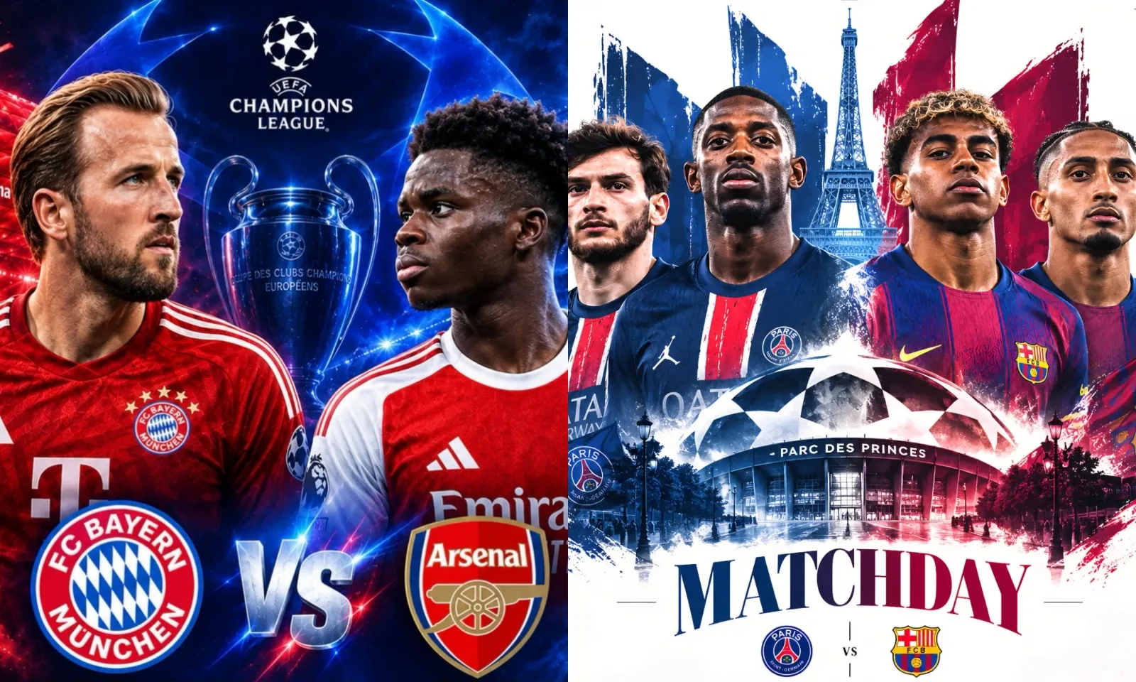 Lịch thi đấu Champions League tuần này: Bayern Munich vs Arsenal | PSG vs Barca