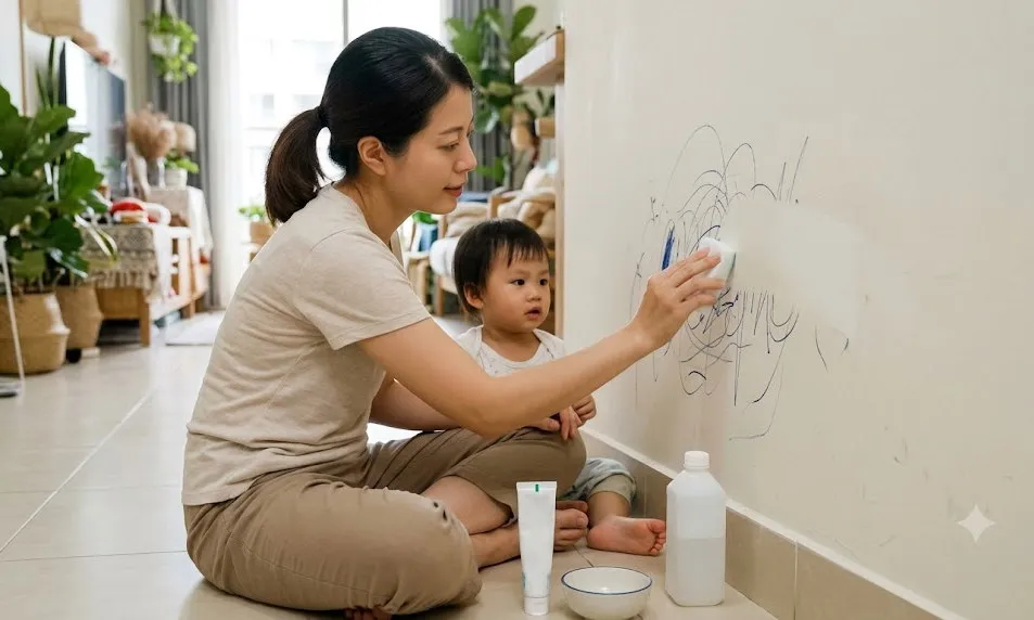 4 cách tẩy vết bút mực trên tường nhanh chóng, an toàn