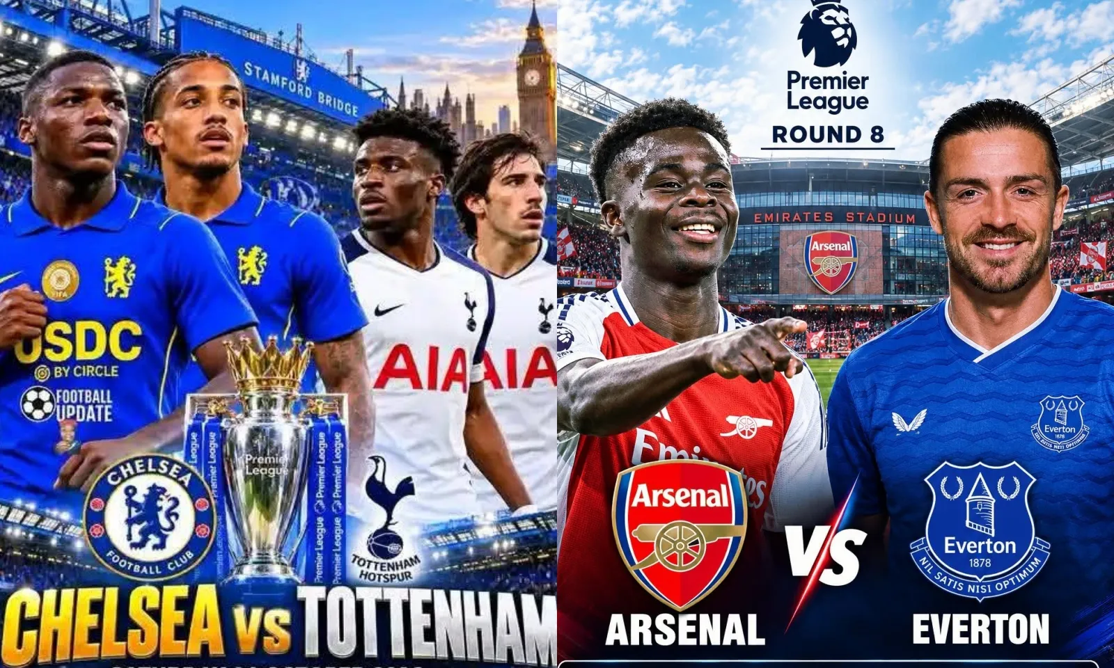 Lịch thi đấu Ngoại hạng Anh vòng 8: Chelsea vs Tottenham | Arsenal vs Everton