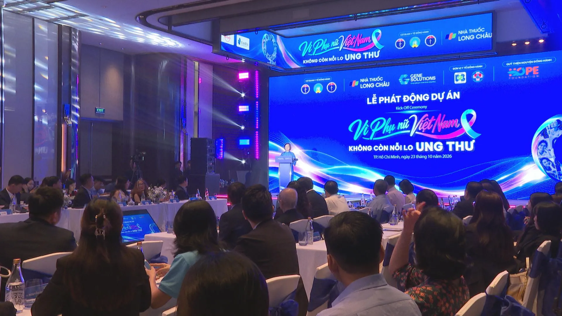 Phát động dự án “Vì phụ nữ Việt Nam - Không còn nỗi lo ung thư” | Thời sự trưa HTV ngày 23/10/2026 - Ảnh 1. Toàn cảnh Lễ phát động dự án “Vì Phụ nữ Việt Nam - Không còn nỗi lo ung thư”