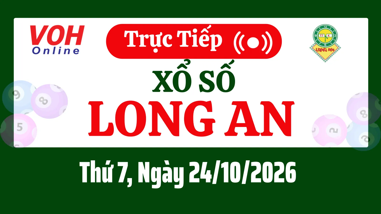 XSLA 24/10 - Kết quả xổ số Long An hôm nay thứ 7 ngày 24/10/2026