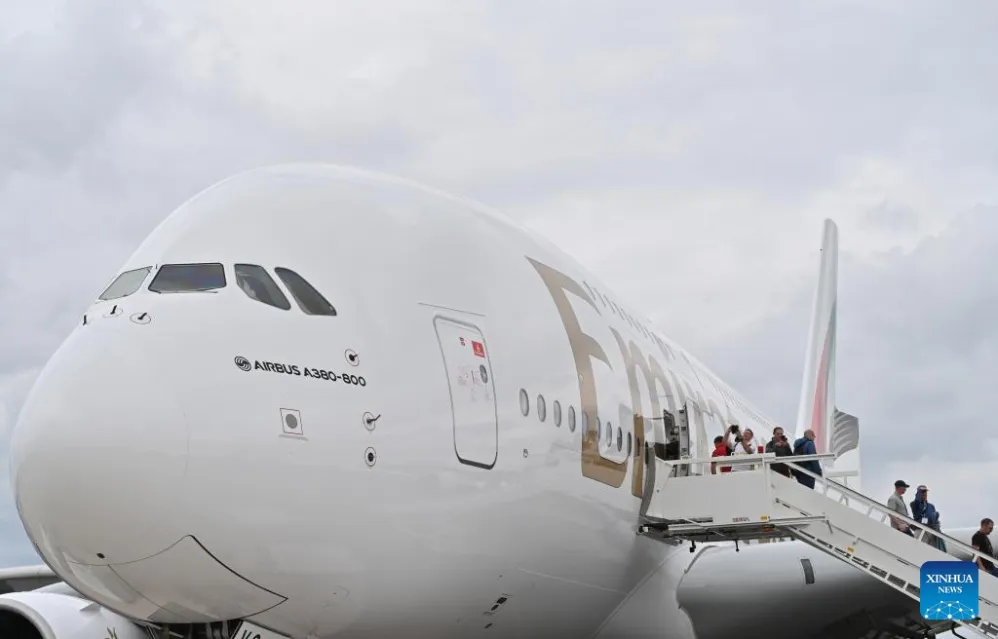 Máy bay Airbus A380-800 tại Triển lãm Hàng không ILA Berlin 2024 ở Schoenefeld, Đức - Ảnh: Xinhua