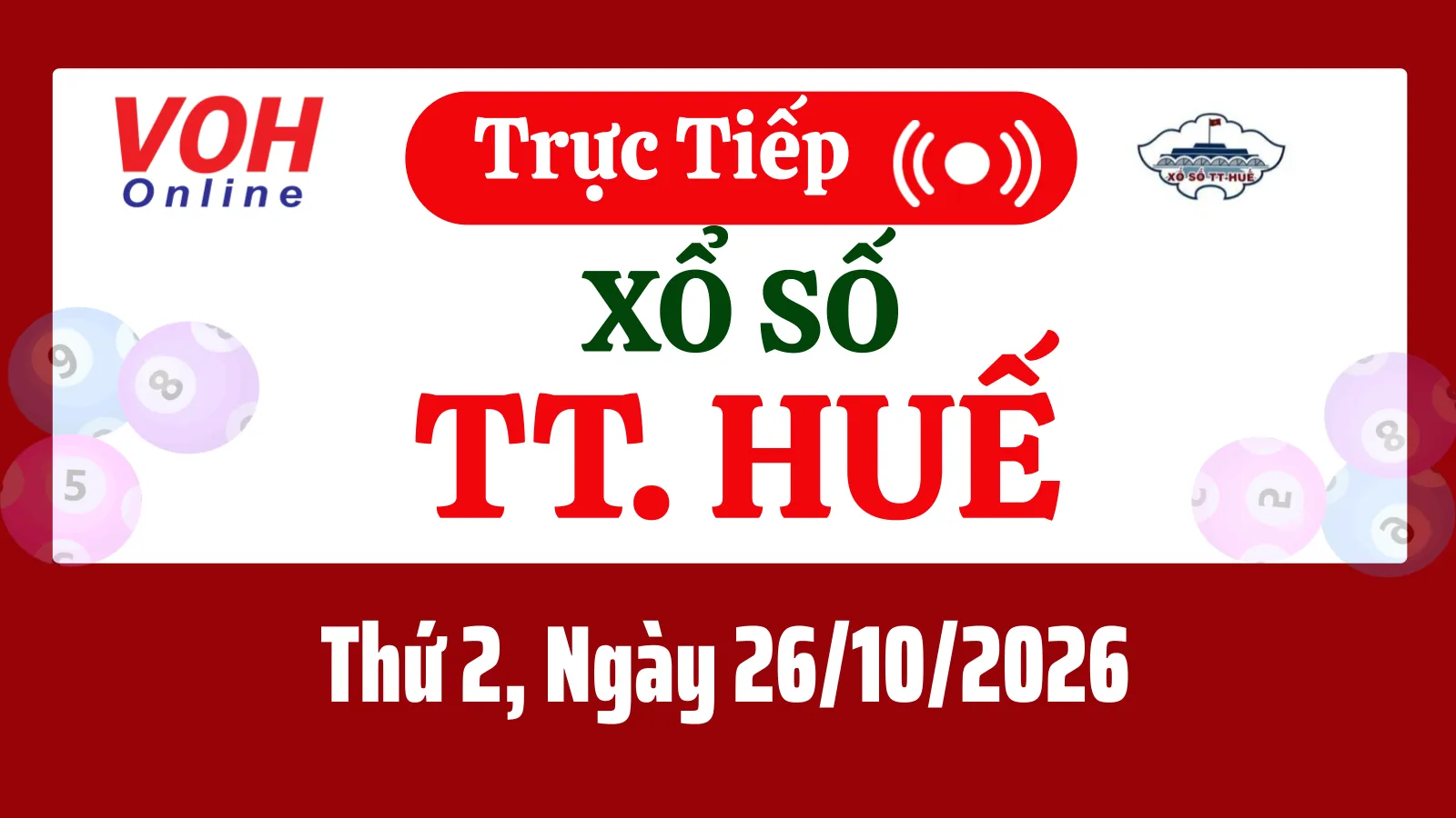 XSTTH 25/10 - Kết quả xổ số Thừa Thiên Huế hôm nay chủ nhật ngày 25/10/2026