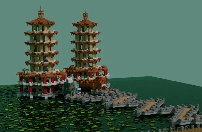 Tháp đôi Rồng - Hổ, Đài Loan tái hiện trong Minecraft