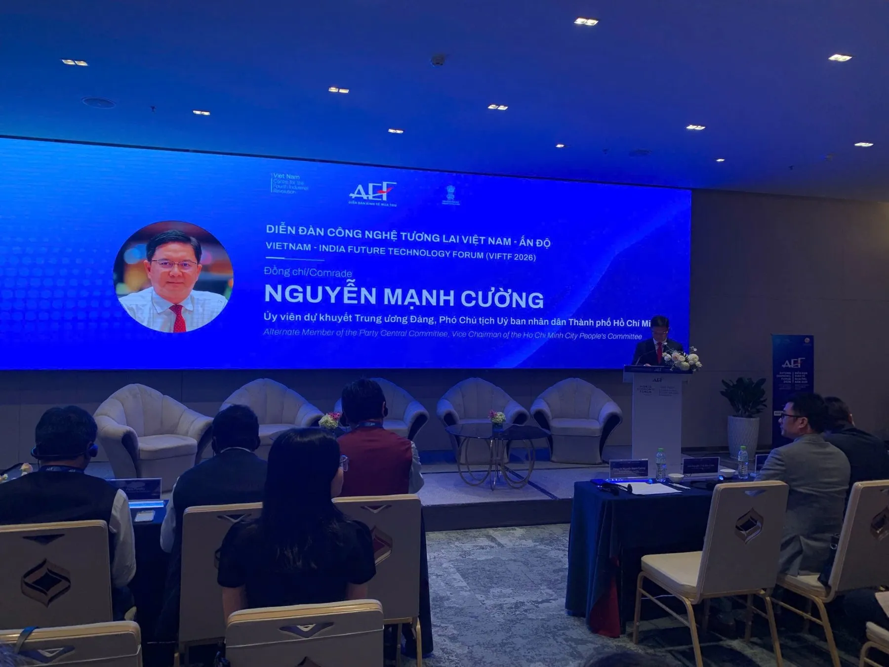 Ông Nguyễn Mạnh Cường - Phó Chủ tịch UBND TP. Hồ Chí Minh , phát biểu tại Diễn đàn Công nghệ Tương lai Việt Nam – Ấn Độ