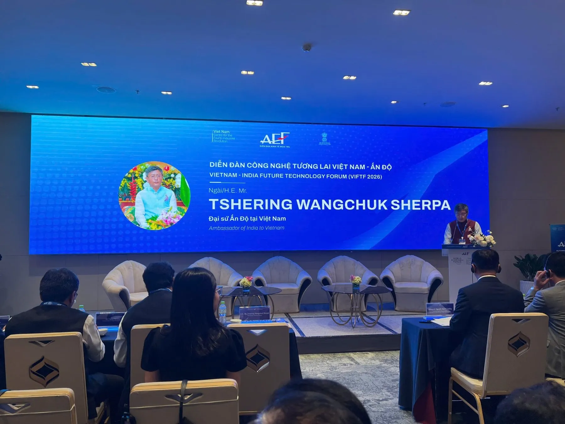 Ông Tshering Wangchuk Sherpa - Đại sứ Ấn Độ tại Việt Nam, phát biểu tại diễn đàn.