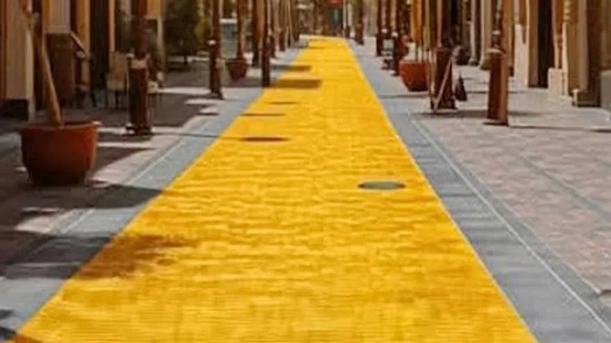 Phối cảnh lối đi bộ dát vàng tại Dubai Gold District