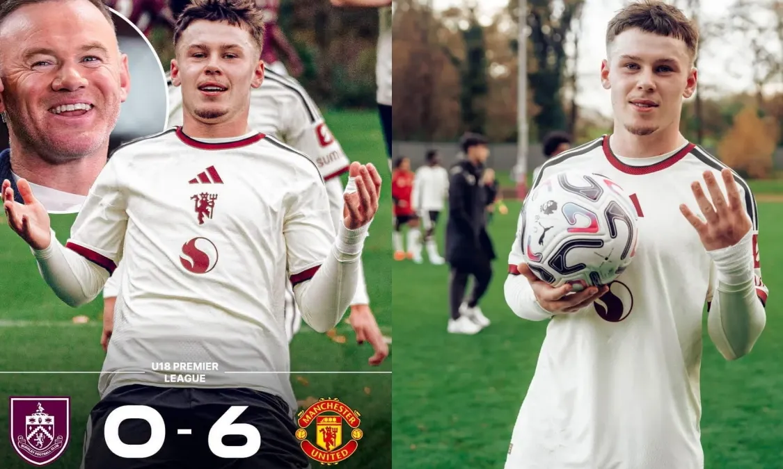 Quý tử nhà Rooney lập poker bùng nổ, U18 MU đại thắng 6-0