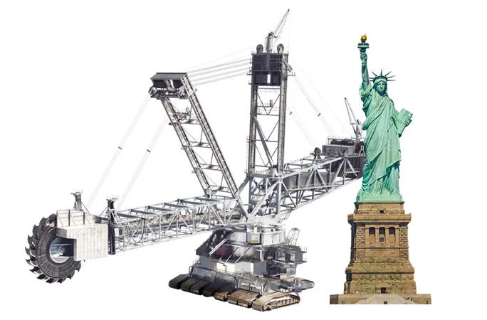 So sánh chiều cao Bagger với tượng Nữ thần Tự do