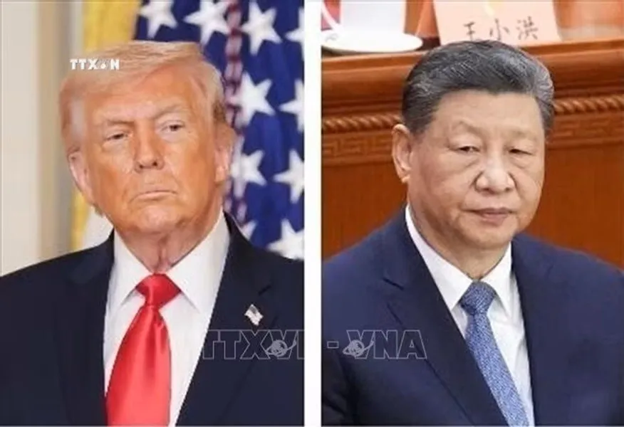 Tổng thống Mỹ Donald Trump (trái) và Chủ tịch Trung Quốc Tập Cận Bình- Ảnh  Kyodo TTXVN