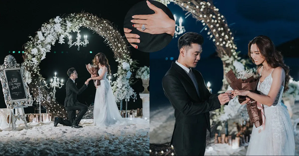 Ưng Hoàng Phúc trao nhẫn kim cương bạc tỉ cầu hôn vợ sau nhiều năm chung sống