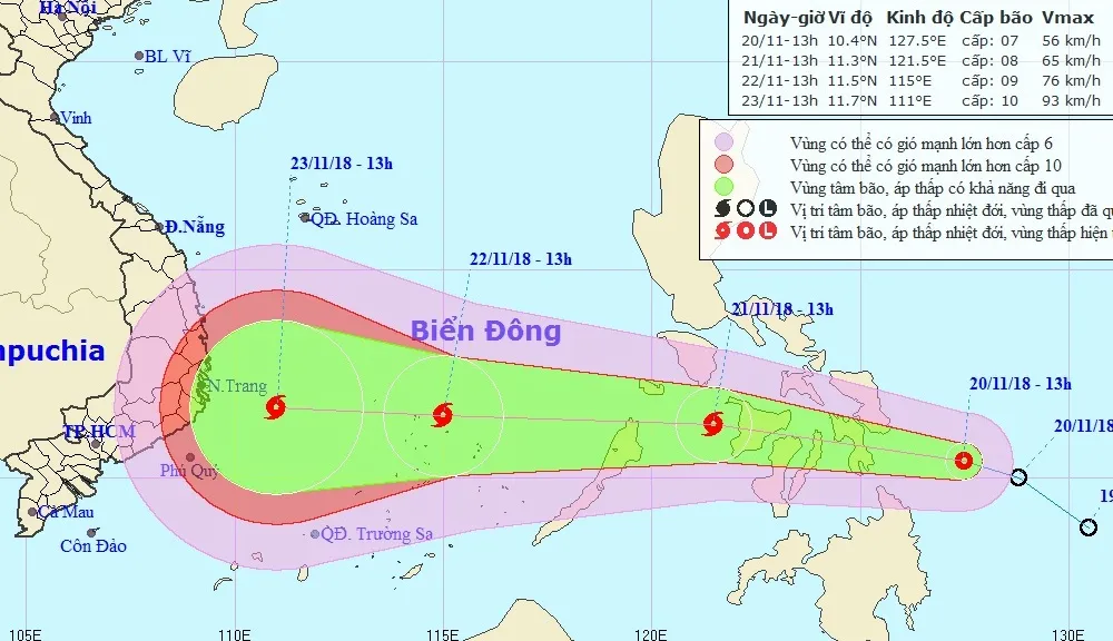 Áp thấp sẽ tiến gần bờ biển các tỉnh Nam Trung Bộ trong khoảng 2-3 ngày nữa 