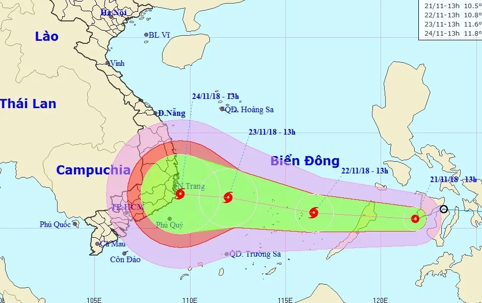 Trong 24 giờ tới, áp thấp nhiệt đới đi vào Biển Đông