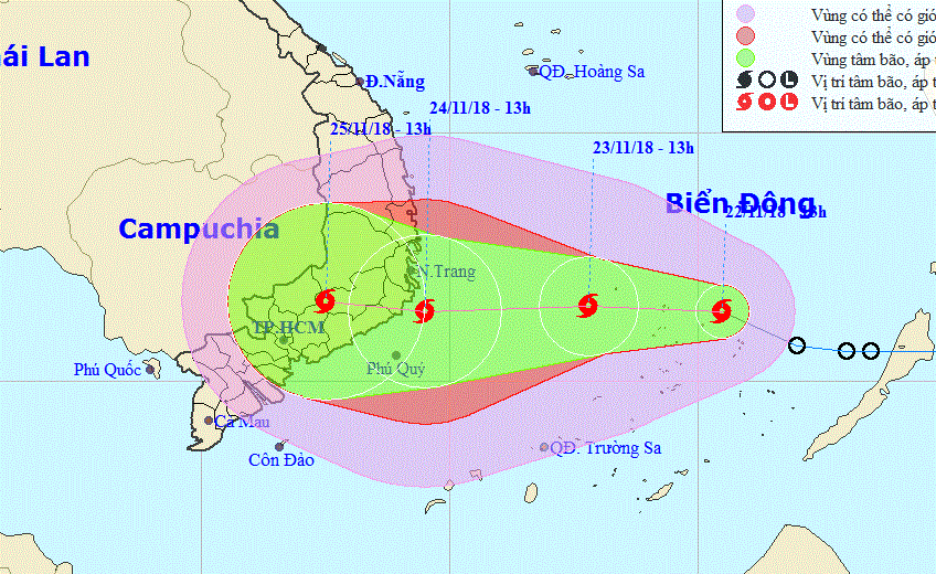 Bão số 9 khả năng cao sẽ vào đất liền các tỉnh Nam Trung Bộ