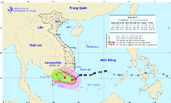 Dự báo thời tiết : Bão số 9 cách Vũng Tàu khoảng 200km, gió giật cấp 12