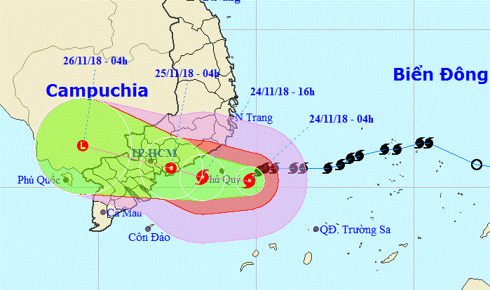 Cảnh báo bão số 9 đổi hướng, có thể di chuyển vào đất liền các tỉnh từ Ninh Thuận đến Bến Tre
