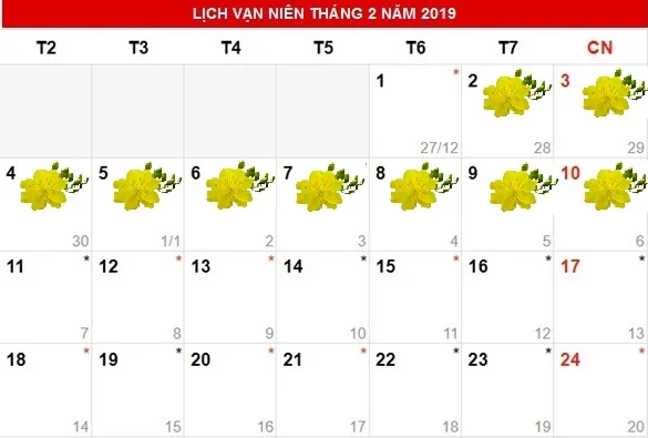 Lịch nghỉ Tết dương lịch và Tết nguyên đán 2019