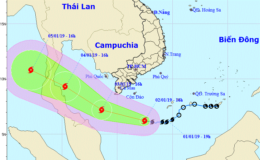 Bão số 1 cách Côn Đảo khoảng 280km 