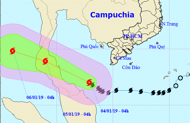 Bão số 1 đi vào khu vực Nam Vịnh Thái Lan