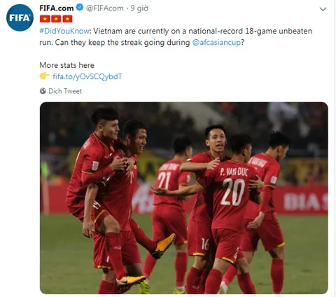 FIFA công nhận kỷ lục 18 trận bất bại của ĐT Việt Nam