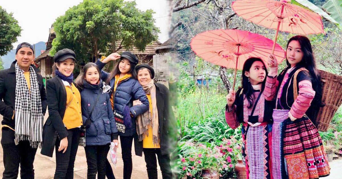 Khoe ảnh gia đình đi du lịch, hai con gái của Quyền Linh khiến khán giả phải trầm trồ 
