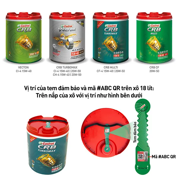 Dầu nhớt Castrol ứng dụng xác thực bằng mã quét #ABC QR