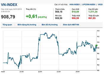 Thị trường chứng khoán 24/1/2019: Nhà đầu tư thận trọng
