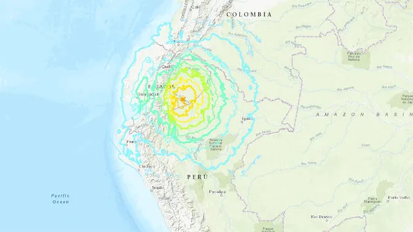 Động đất cường độ 7,7 làm rung chuyển khu vực biên giới giữa Ecuador và Peru