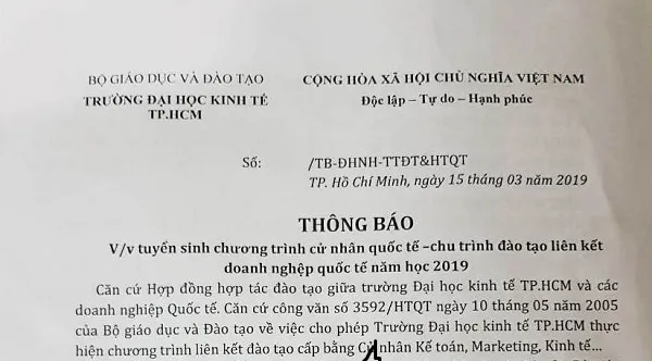 Trường Đại học Kinh tế TPHCM cảnh báo người học vì bị giả mạo tuyển sinh