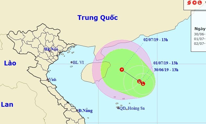 Xuất hiện vùng áp thấp trên biển Đông