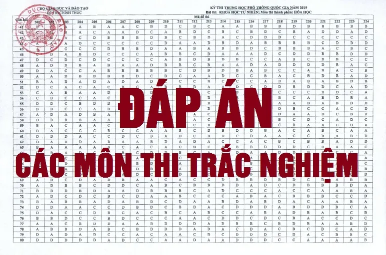 Đáp án 13 môn thi trắc nghiệm