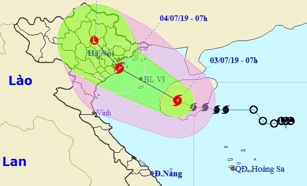 Bão số 2 chỉ còn cách đất liền các tỉnh Quảng Ninh-Nam Định khoảng 300km