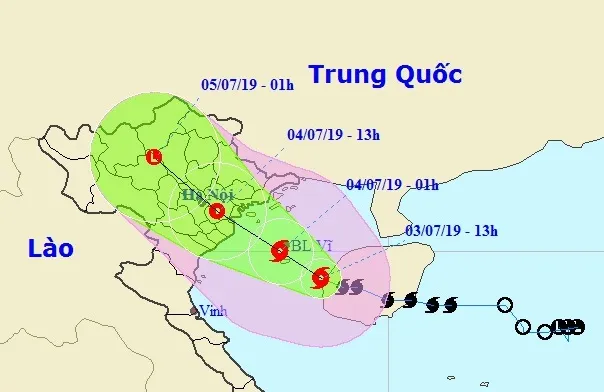 Sáng mai  4/7, bão số 2 đổ vào các tỉnh từ Quảng Ninh đến Ninh Bình, gió giật cấp 10